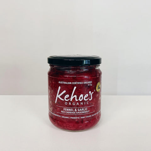 Kehoe's Kitchen Organic Fennel &amp; Garlic Red Cabbage Sauerkraut 410g