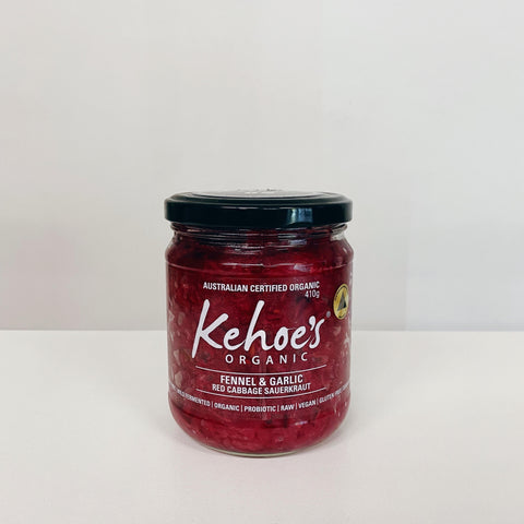 Kehoe's Kitchen Organic Fennel & Garlic Red Cabbage Sauerkraut 410g