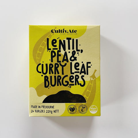 Cultivate Lentil, Pea &amp; Curry Leaf Burgers